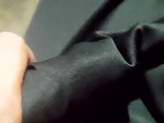 alone dick rubbing and handjob cloth over it