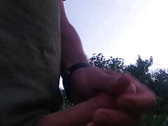 A quick wank in front of the setting sun