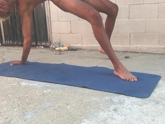 Spectacular Man Experiences Yoga Bare in Public Yard