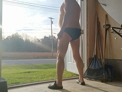 Elder dude rails shove treat in open door to road