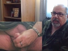 Amateur grandpa bear having a solo wank session