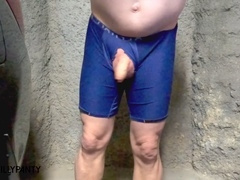 Naughty straight guy exposes himself in the car park and confidently struts around with his throbbing member on display