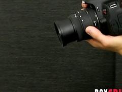 Gay photographer sucks twink off and licks his tight ass
