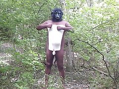 Masturbation Outdoors in an Embarrassing  Monkey Costume