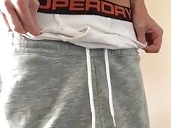 He jerks his uncut cock