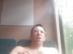 Wanking in public on the train