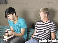 Twink Jae Landen anal rides Kayden Daniels dick after BJ