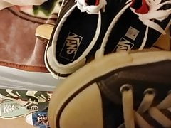 huge cum load on lady's vans sneakers