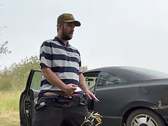 Jerking off at a rest stop (public)