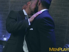 Man in suit Paul Wagner receives ass pounding by hunky Rogan Richards