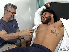 Latino hairy man restricted and kittled with no mercy