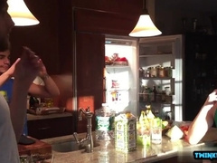 Stepson gets his tight ass drilled and takes a hot load in his mouth