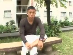 Muscled asian hunk gets a handjob