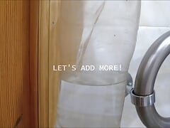 I take a big enema, jerk off, show off my hole, and cum with a huge dildo in my ass