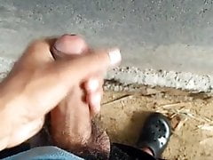 Handjob in the backyard
