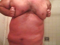 Jiggling my fat tits and belly... Tugging on my nipples