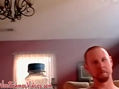 Hunky first-timer helps his friend out during onanism