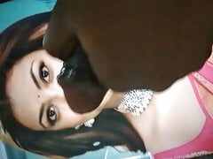Kajuuu pretty facial spitting oily black cock