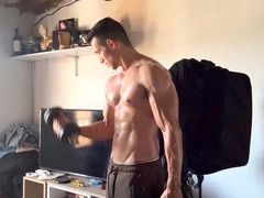 Dominant man, sweaty body, sweaty armpits