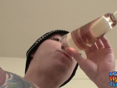 STRAIGHT NAKED THUGS - Tattooed straight thug Blinx plays with himself and pisses