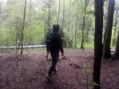 Ambling in the forest and urinating in the bushes