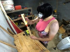 Spycam, hubby, high heels crossdresser