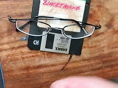 Thick ropy smelly sperm on my narrow metal glasses.