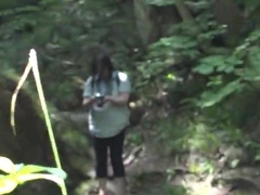 Chinese Granddad Peels off Outdoors