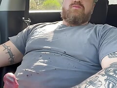 Hairy daddy public car jerk while cruising