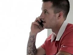 Hot straight guy fucked during job interview - gay threesome