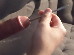 Crossdresser in Stocking attempts Sounding