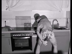 Naked sub describes miserable kitchen chores preparing salad for guests