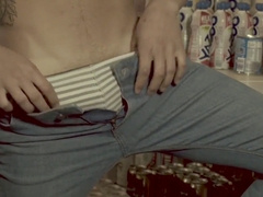Skinny big, big cock masturbate, bony