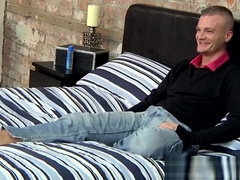 Hairy chest stud solo working on his big strong cock