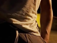 He shows us his big cock outside