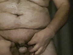 Extreme cock bondage covers with a sock with nipple clamps