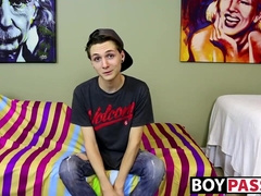 New cute and horny twink Trey Bentley interview and jack off