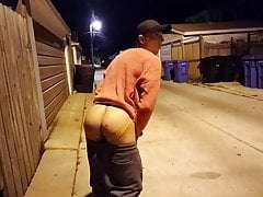 Jock shoots on a back street