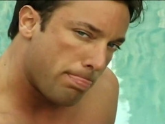 Muscluar Stud Masturbates Poolside