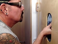 Gloryhole gaydaddy amateur sucks cock and eats load