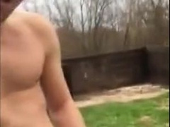 A big load after a striptease outside 3