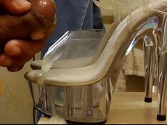 cum twice on my sexy clear heels