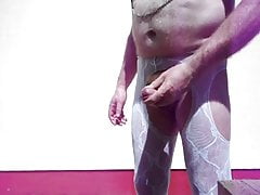 Man in white stockings wanking