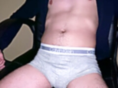 Solo male moaning, wet underwear, hands free orgasm