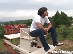 Boy heavily as humongous cock sinks down his butthole