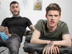 Twink Lev Ivankov fucked by tattoo artist Fly Tatem