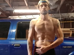 Sizzling delicious jizz flow in the garage