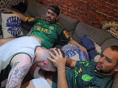 Brotherhood inbetween Palmeiras aficionados after the game (FINISH ON CRIMSON)