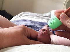 Short video, long foreskin - rubber toy