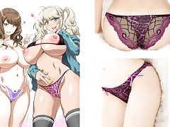 Cumming on purple leopard stripe gyaru - kuro gal panties